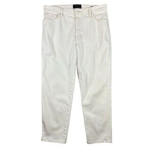 Sanctuary Alt Tapered High Rise Button-Fly Anglno White Denim Crop Jeans 30